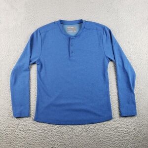 TWILLORY Shirt Mens M Blue Performance Henley Button Up Stretch Preppy Casual